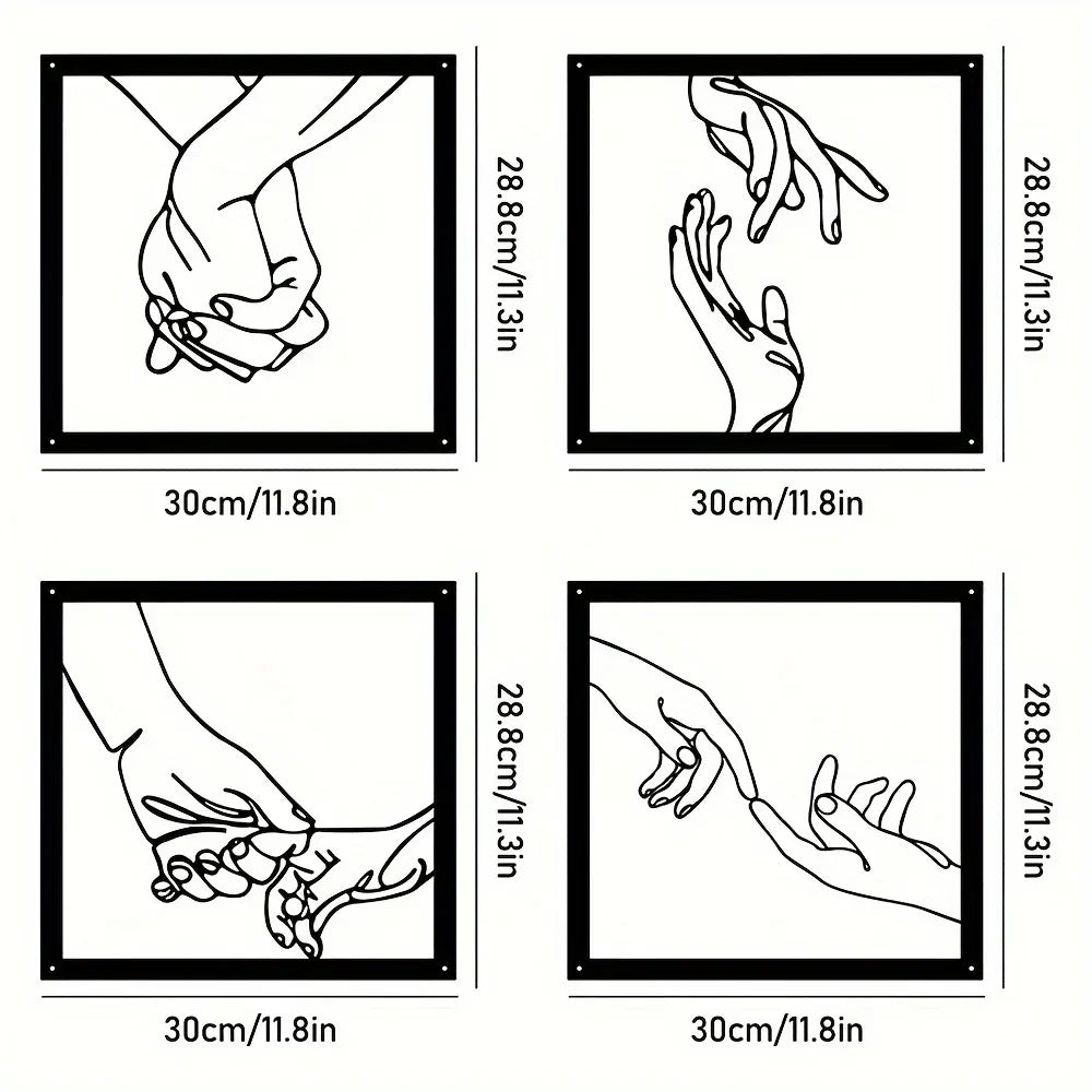Verbundene Hände Metall-Wanddekoration – Minimalistisch und Verbindend