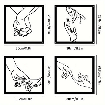 Verbundene Hände Metall-Wanddekoration – Minimalistisch und Verbindend