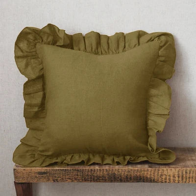 Kissenbezüge und Kopfkissenbezüge aus reinem Leinen mit sanften Volants - Linen Elegance