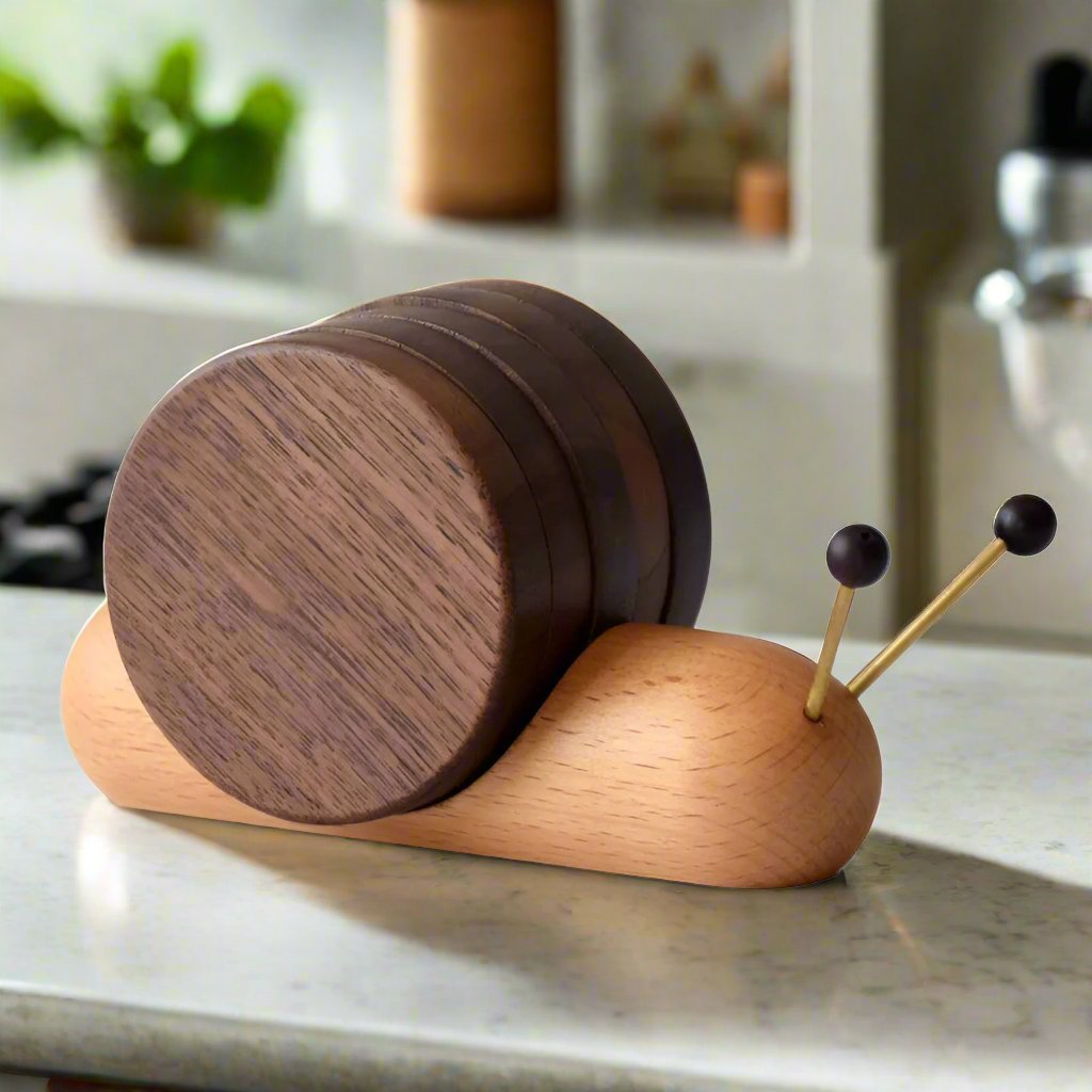 Walnuss Holz Schnecken Tee & Kaffee Tassenuntersetzer
