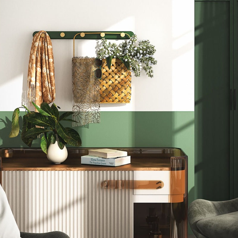 Vintage Grüne Wandgarderobe mit Haken für Mäntel