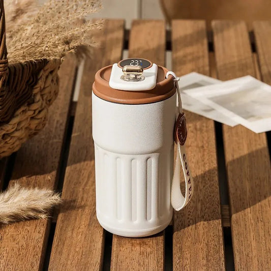 450ml Smart Display Thermosflasche - 316 Edelstahl Kaffeebecher, tragbecher für Büro