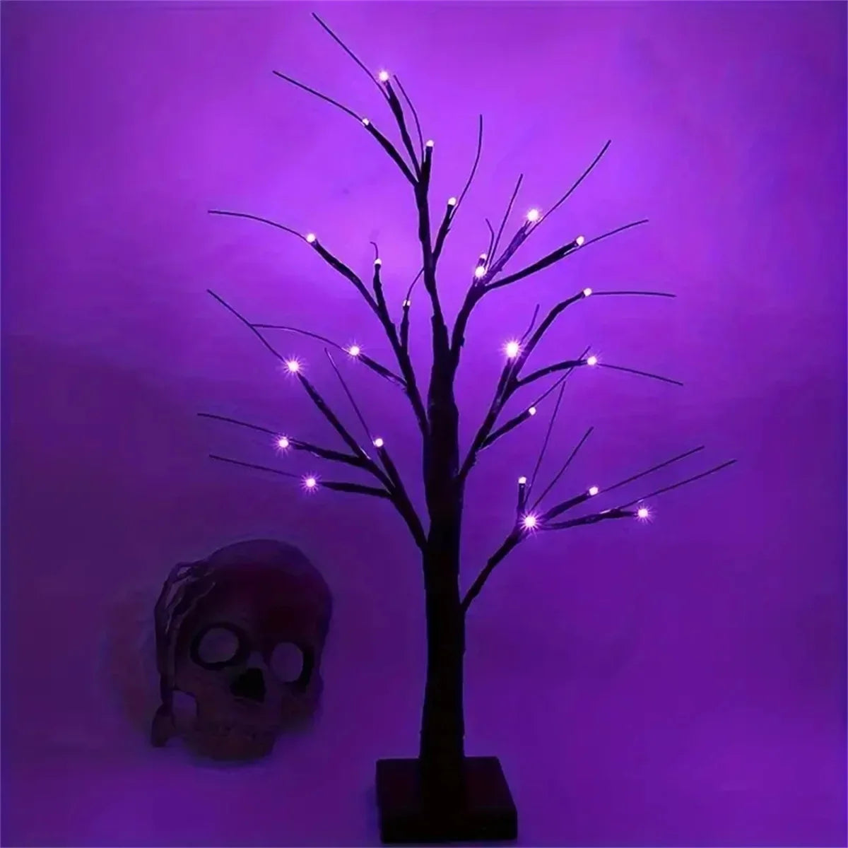 Garduru-schöne LED-Tischlampe für Halloween im Birkenbaum-Design