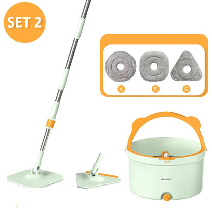 Selbstreinigender Wischmopp mit 360° Drehung und Eimer – Mühelose Bodenreinigungslösung