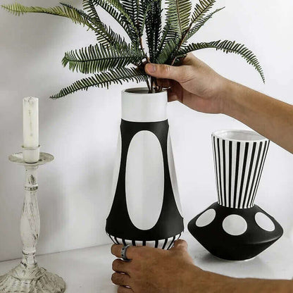 Nordic Design Schwarze und Weiße Gestreifte Vase