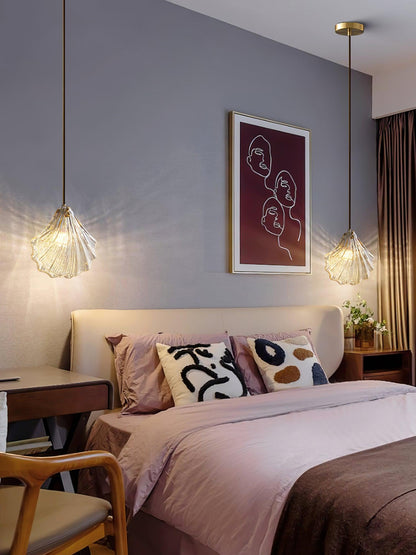 Suspension Mini Shell Design aus Glas und Messing – Moderne Hängeleuchte