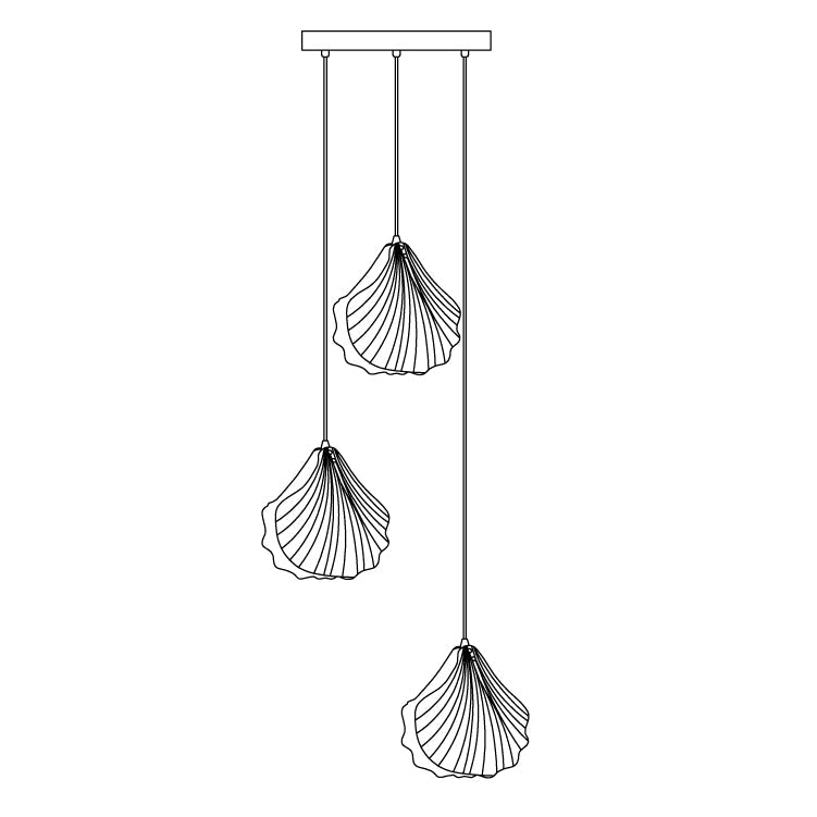 Suspension Mini Shell Design aus Glas und Messing – Moderne Hängeleuchte