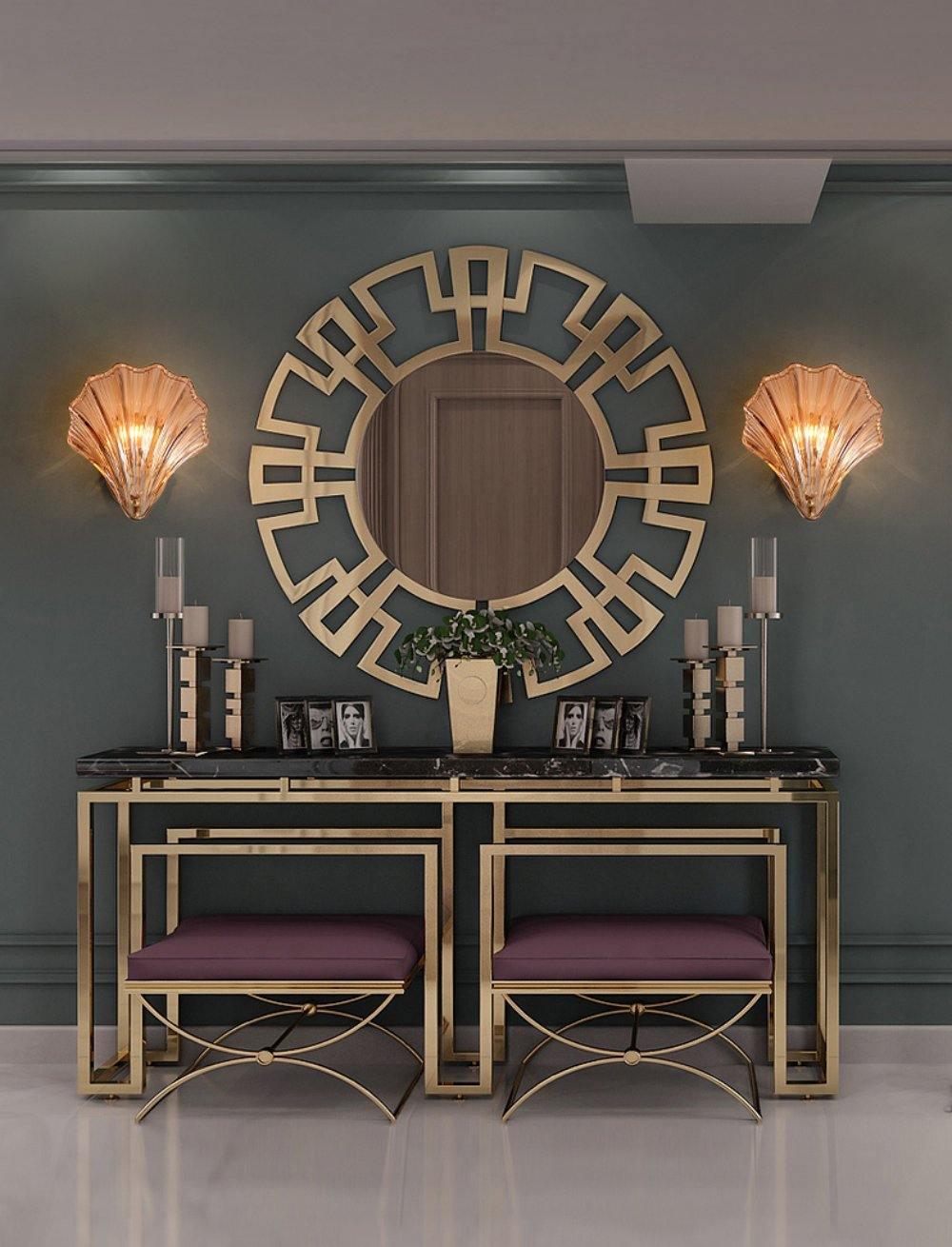 Wandapplique im Muschel-Design aus Messing und Glas – Moderne LED-Lampe