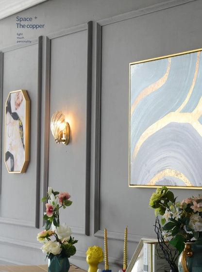 Wandapplique im Muschel-Design aus Messing und Glas – Moderne LED-Lampe