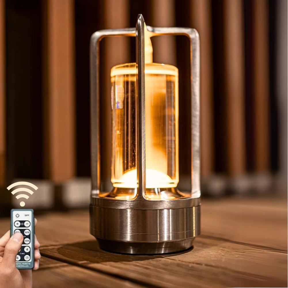 Kabellose Kristalllaterne Lampe – Zeitgenössischer & Moderner Tischakzent