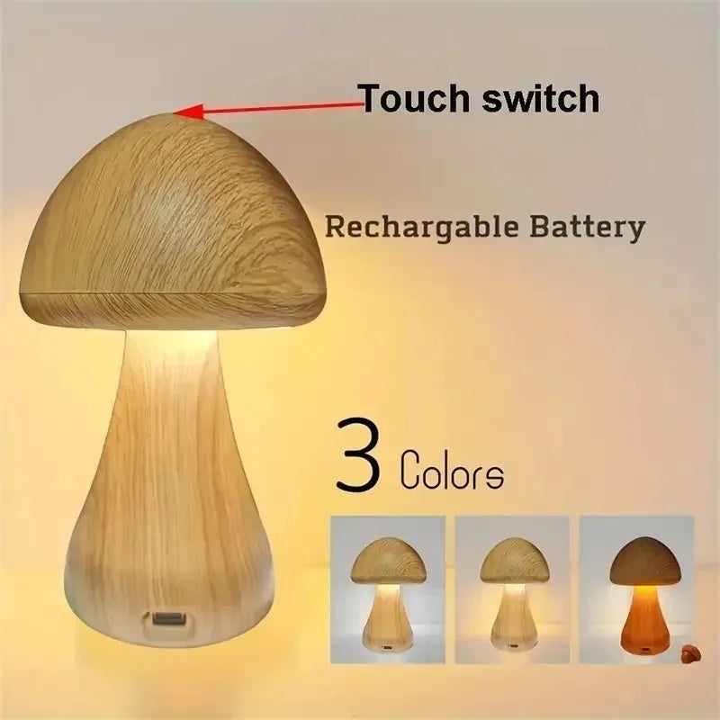 Nachtlampe - Pilz - Smart Touch Control - Dimmbar - USB wiederaufladbar