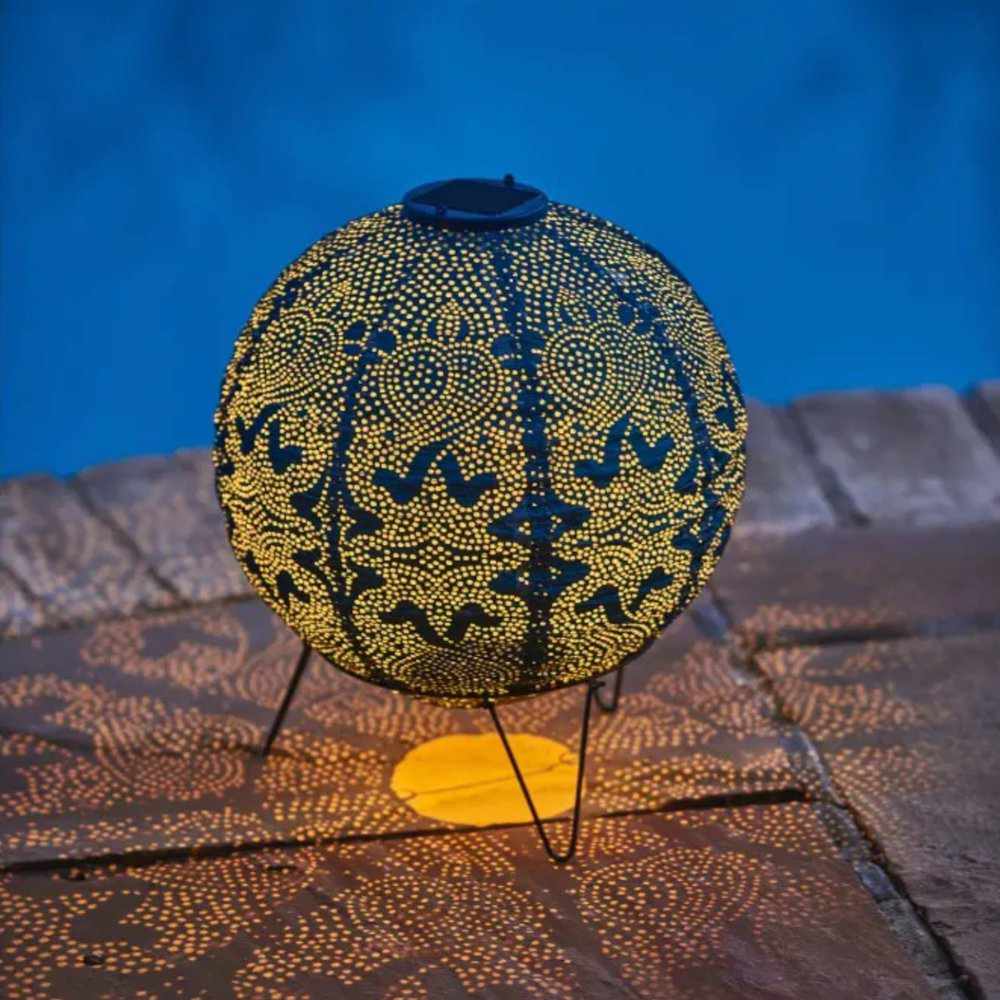 Solarleuchte Globe Design – Außenbeleuchtung mit Marrakesh-Muster aus Tyvek