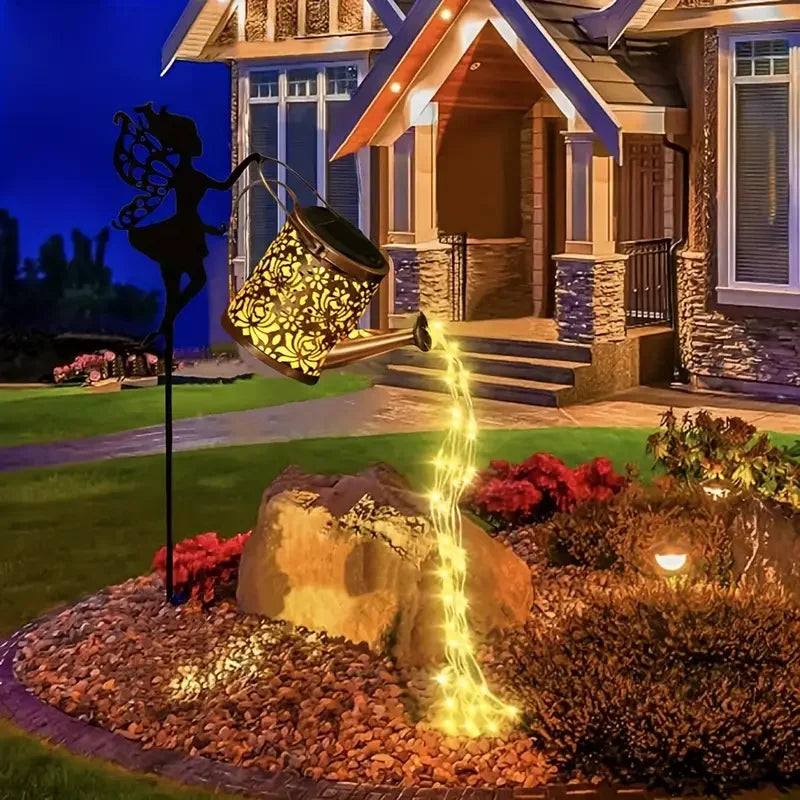 Svelture Solar Wasserfall Lichterkette - Außen Garten Kessel Projektion