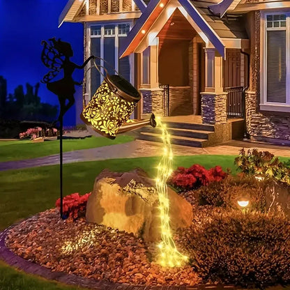 Svelture Solar Wasserfall Lichterkette - Außen Garten Kessel Projektion