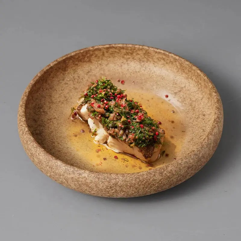 Soot Keramik Tiefplatte – Handgefertigte Optik – Vielseitig und Robust