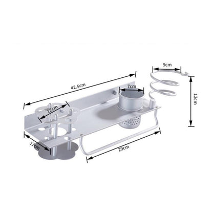Space Aluminium Haartrocknerhalter mit Zahnbürstenhalter – Robustes Design & Vielseitigkeit
