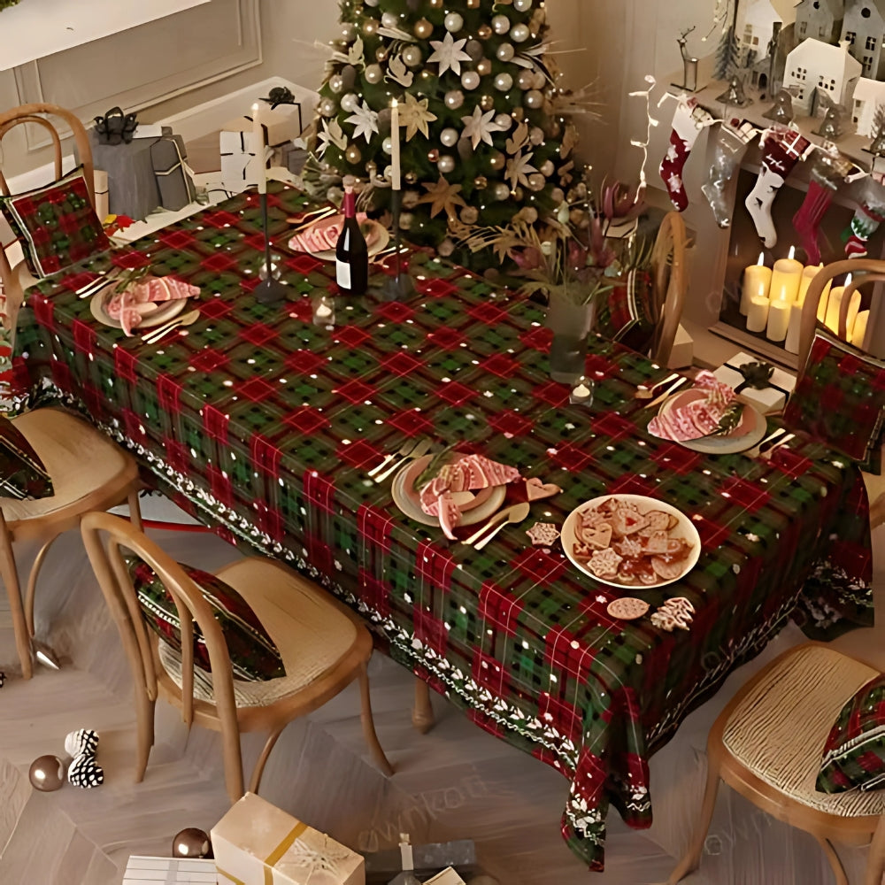 Festive Red Christmas Chenille Tischdecke