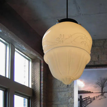 Garduru Weiß Milchglas Geometrische Jar Pendelleuchte