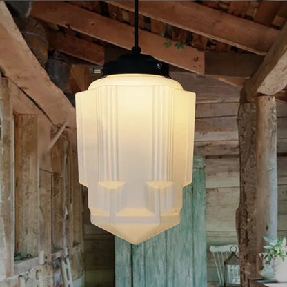 Garduru Weiß Milchglas Geometrische Jar Pendelleuchte
