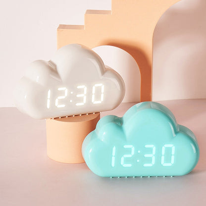 Süße Wolkenform LED Wecker – Sprachaktiviert – Weiß