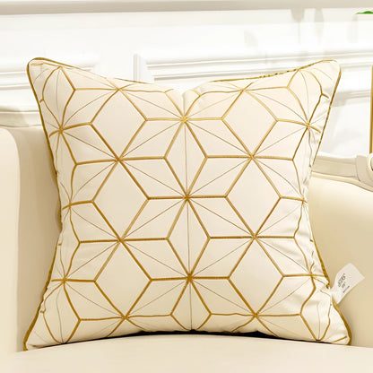 Garduru Samt Dekokissen mit geometrischem Design und Goldakzenten