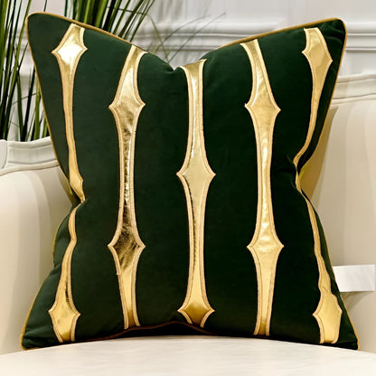Garduru Samt Dekokissen mit geometrischem Design und Goldakzenten