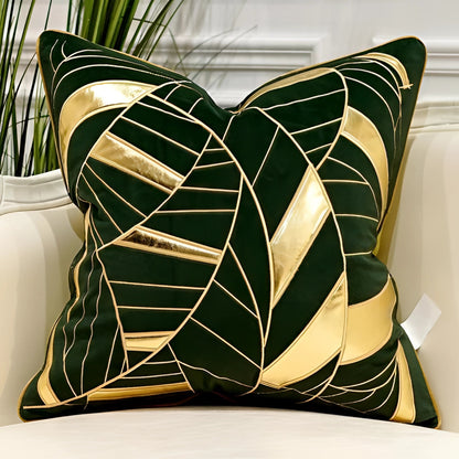 Garduru Samt Dekokissen mit geometrischem Design und Goldakzenten