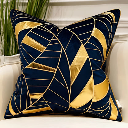 Garduru Samt Dekokissen mit geometrischem Design und Goldakzenten