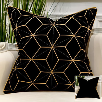 Garduru Samt Dekokissen mit geometrischem Design und Goldakzenten