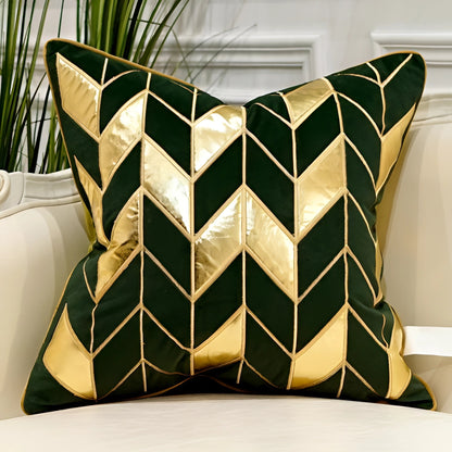 Garduru Samt Dekokissen mit geometrischem Design und Goldakzenten