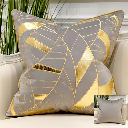 Garduru Samt Dekokissen mit geometrischem Design und Goldakzenten