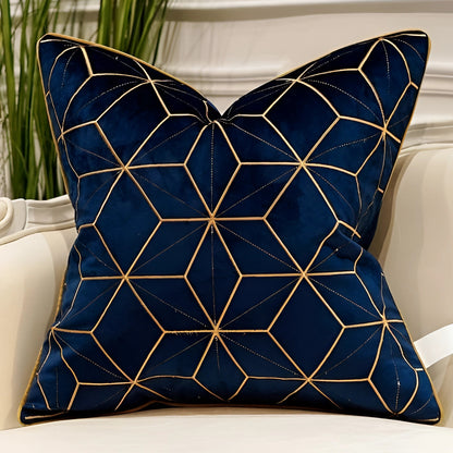 Garduru Samt Dekokissen mit geometrischem Design und Goldakzenten