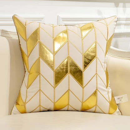 Garduru Samt Dekokissen mit geometrischem Design und Goldakzenten