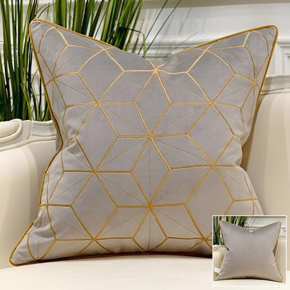 Garduru Samt Dekokissen mit geometrischem Design und Goldakzenten