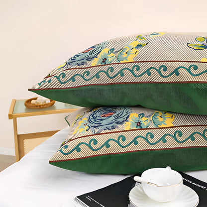 Garduru Kissen mit vintage Vögeln und Blumenmotiv