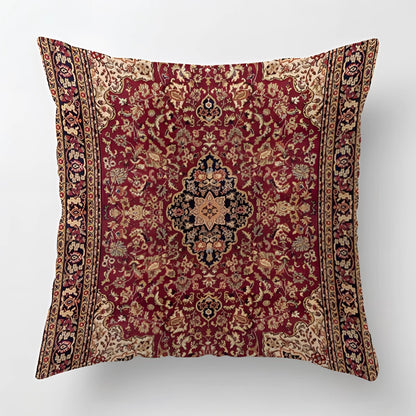 Garduru Rot-Goldenes Vintage Dekokissen für stilvolle Akzente