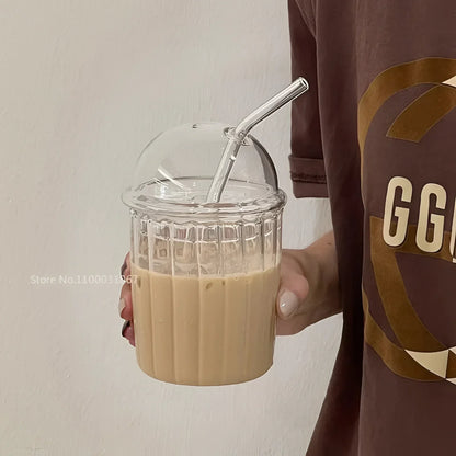 Vintage-grünes Glas-Glas mit Deckel und Strohhalm-EcoGlass™