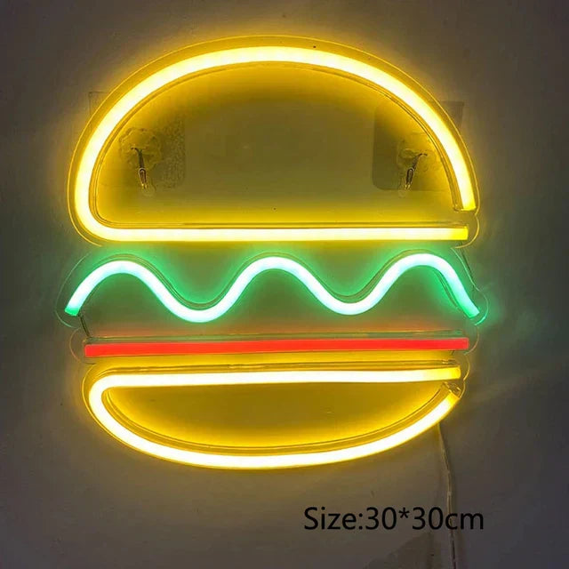 QuickBite - Fastfood Neon Bord Nachtlamp