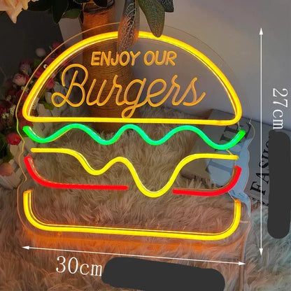 QuickBite - Fastfood Neon Bord Nachtlamp