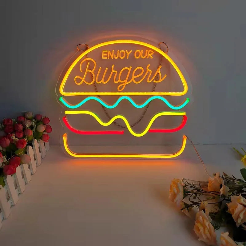 QuickBite - Fastfood Neon Bord Nachtlamp