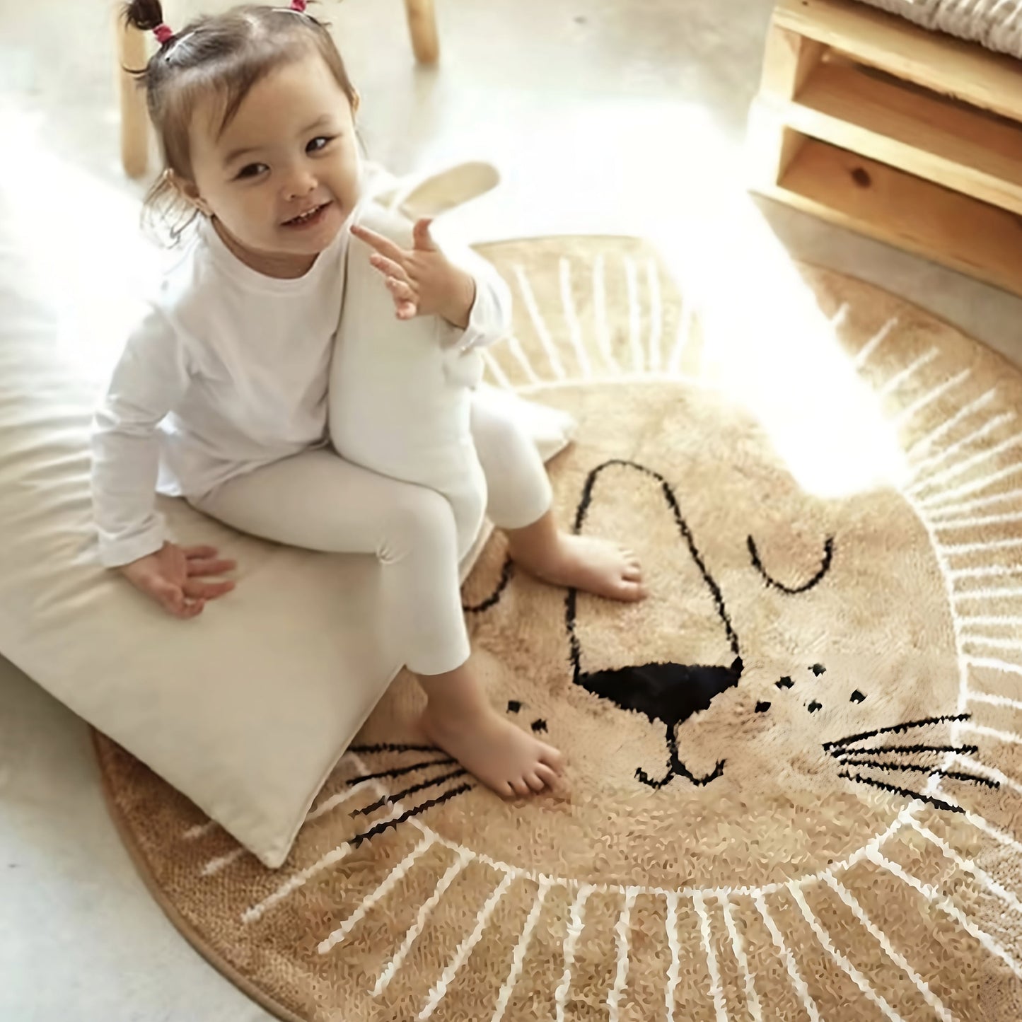 Nordisches Design Kinderzimmer Teppich - Boho Löwe