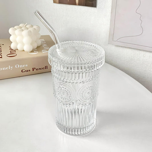 Gestreifte Glastasse mit Strohhalm-SunBloom™