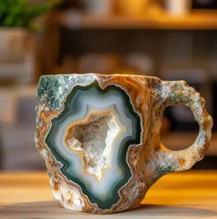 Royallure Elegante Kristall-Achat Kaffeetasse – Einzigartiger handgefertigter Becher für luxuriöses Trinken