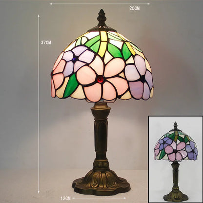 Garduru Tiffany Tisch-/Tischlampe - Garduru | Buntglasschirm | Verstellbarer Sockel | Art Deco Stil | Home Office & Wohnzimmer