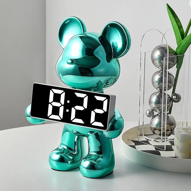 UrbanGlow – Moderner Digitaluhr in stilvollem Teddybär-Design