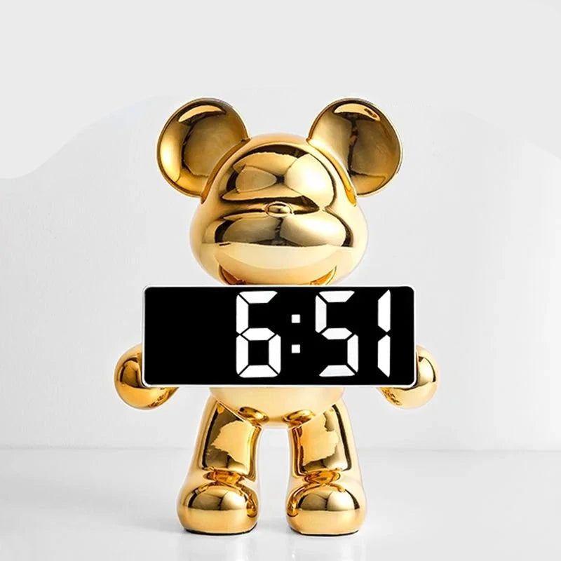 UrbanGlow – Moderner Digitaluhr in stilvollem Teddybär-Design