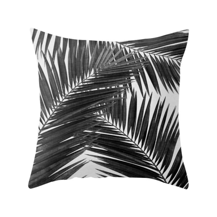 Tropical Pflanzen Kissenbezug – 45x45 cm – Sommerliches Blattmuster – Schwarz-Weiß