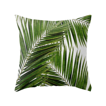 Tropical Pflanzen Kissenbezug – 45x45 cm – Sommerliches Blattmuster aus Peach Skin Velvet
