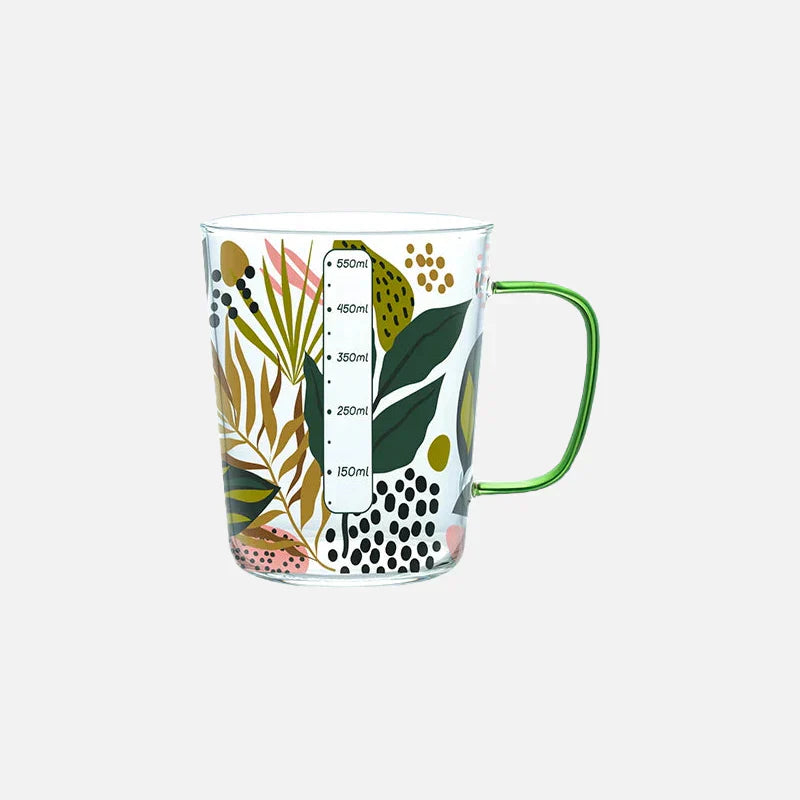 TropicalSip - Glas-Tasse mit kontrastierendem Griff und farbigem Druck
