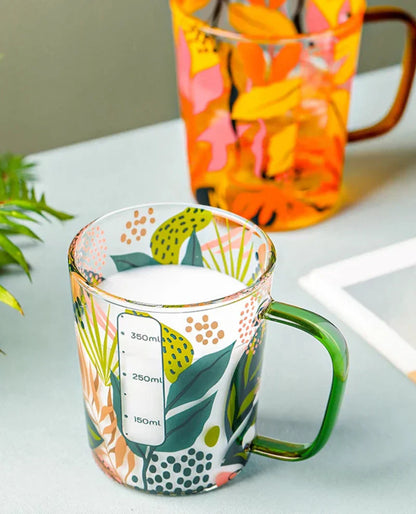 TropicalSip - Glas-Tasse mit kontrastierendem Griff und farbigem Druck